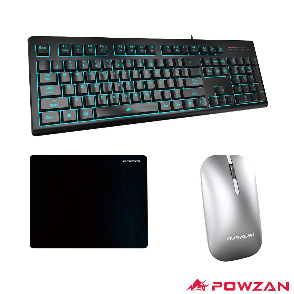 【POWZAN】活動套餐(KB800幻彩靜音遊戲鍵盤+滑鼠+滑鼠墊)